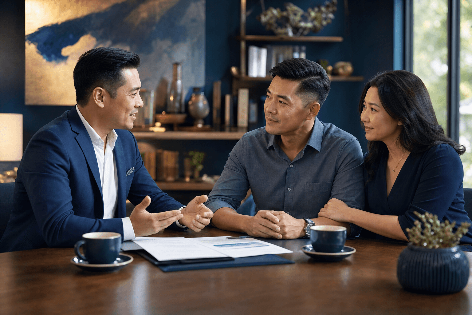 Một cố vấn tận tâm giải thích quyền lợi cho gia đình